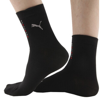 PUMA 彪马 精梳棉男士绣花休闲 短袜子P1157038 黑色-冷灰 25-27cm