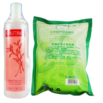 肤美灵海藻保湿祛皱面膜200g+肤美灵小米草水500ml