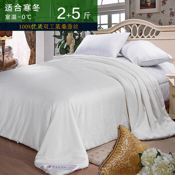 钱皇正品 100 %桑蚕丝桐乡手工桑蚕丝被/夏被芯 单/双人 子母款 关爱 锦锈长城 蚕丝净重2+5斤 220x240cm