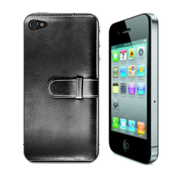 SkinAT iPhone4/4s手机背面贴纸 贴膜 伪装皮包 黑色皮包