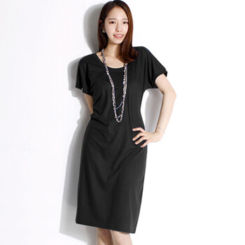 吉思美JSM 2012女夏装新款韩版短袖淑女优雅气质时尚连衣裙JK206D002 黑色 均码