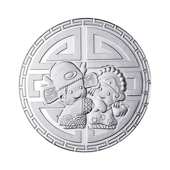 金言 Ag999千足银纯银 永结同心银章30g 结婚