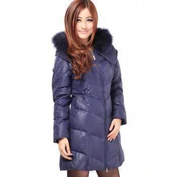 诗凡吉2012年冬季新款长款羽绒服 90%白鸭绒140388 蓝色 xl