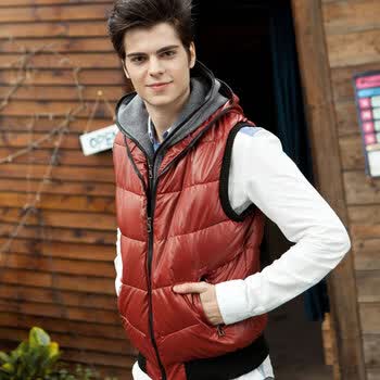 第九帝国 冬季新款 <em>学院风</em> 男士假两件无袖连帽