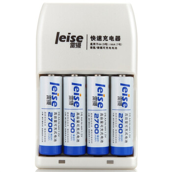 
                                                                                雷摄（LEISE）充电电池5号五号4节套装(配4节5号2700毫安充电电池+4槽智能快速充电器）适用:麦克风/玩具#805                