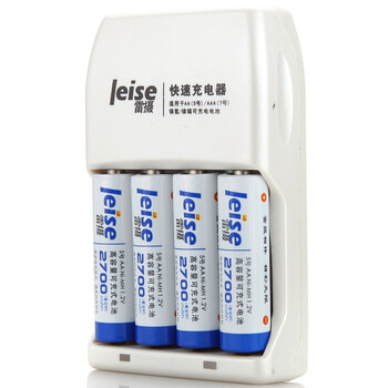 
                                                                                雷摄（LEISE）充电电池5号五号4节套装(配4节5号2700毫安充电电池+4槽智能快速充电器）适用:麦克风/玩具#805                