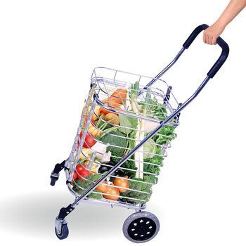 第三代带盖宝丽雅铝合金购物车买菜车折叠