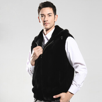 NAMP <em>男装</em>水貂<em>皮草马甲外套</em> 海宁<em>皮草</em>进口水