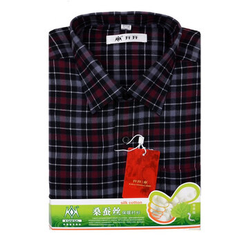 开开+男装衬衫格子衬衫男士羊毛竹炭保暖衬衫