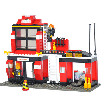 小鲁班积木 急速火警\/消防队紧急出动儿童拼装