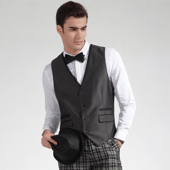 韩臣/HSEEN2014新款男士马甲绅士必备修身时尚灰色