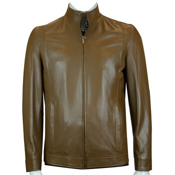 品男款绵羊皮真皮衣茄克黄色短款春秋装外套