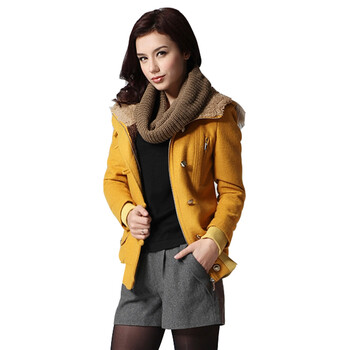 漫兰秀冬貂毛连帽短<em>外套小款毛呢外套</em>女袄子外