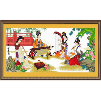 
                                        绣美人精准印布十字绣四玉齐欢四大美女图 客厅酒楼宾馆挂画                