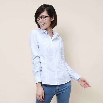 2秋装新品OL通勤蓝色条纹百搭修身<em>女式衬衫</em> 