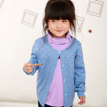 NGY童装2012<em>新款圆领开衫</em>毛衣儿童圆点针织