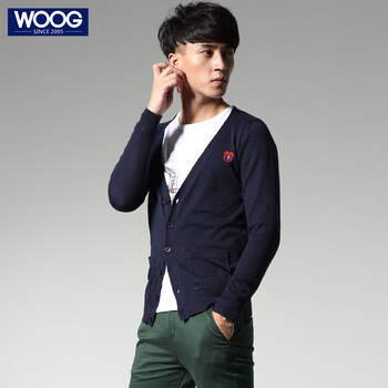 针织衫男士黑色韩版潮男薄线衫 V领毛衣<em>开衫</em> 