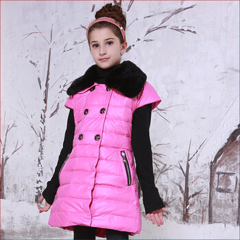 太阳雪人<em>童装羽绒马甲</em>140-160韩版修身中<em>长款</em>