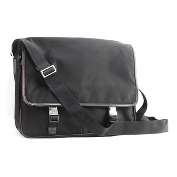 达 PRADA 黑色降落伞尼龙配皮男士单肩背包