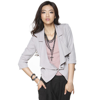 o<em></em>nLY <em>外套</em> 天丝荷叶边翻领7分袖气质<em>短西服女</em>