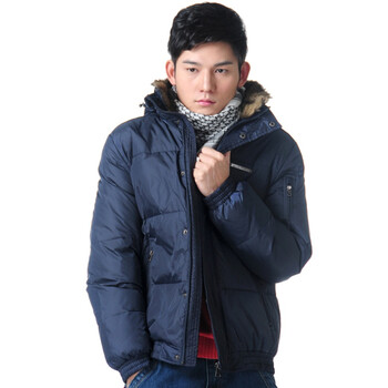 真维斯jeanswest 男装羽绒服外套jw-15-323508 2580黑蓝色 xl