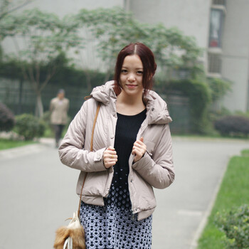 蝶依菡 带帽<em>韩版</em>加厚休闲外套<em>中长女棉衣</em>秋冬