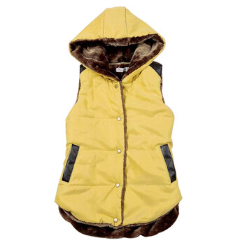 晴时/qingshi秋<em>冬款</em>羊羔绒<em>女士马夹</em>QS1570 黄