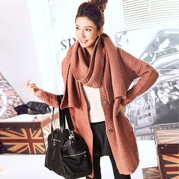 012秋冬新款 韩版宽松加厚 中长款毛衣<em>开衫</em>外