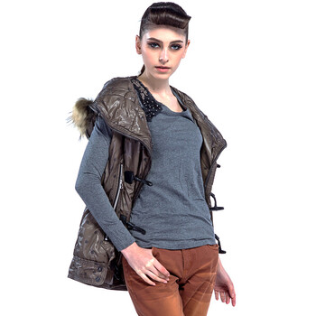 DAZZLE/地素 2012<em>冬装</em>新款 棉<em>马夹</em> 暗花<em>中长</em>