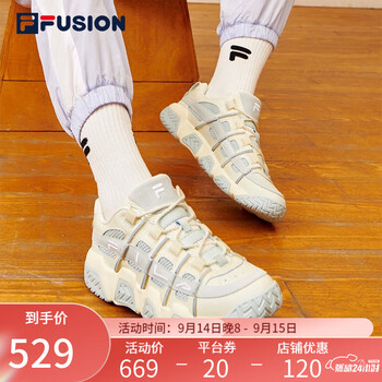 FILA 斐乐 FUSION斐乐潮牌篮球鞋女鞋新休闲鞋子运动鞋BARRICADE 香草冰/冰灰运动户外类商品-全利兔-实时优惠快报