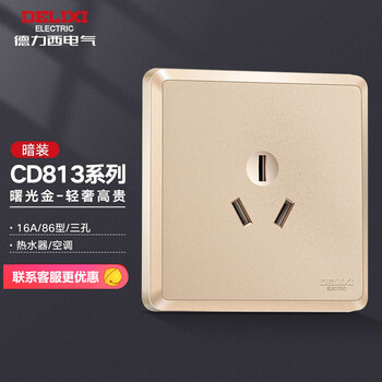 德力西(DELIXI)开关插座面板 CD813系列 16A三孔空调插座 曙光金