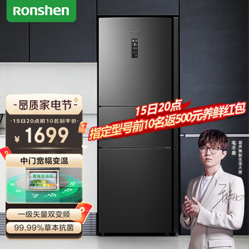 容声(Ronshen)252升三开门电冰箱变频一级能效节能家用风冷无霜冰箱 BCD-252WD18NP
