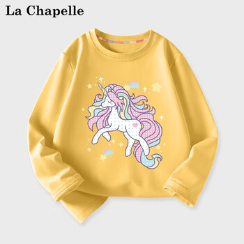 LA CHAPELLE MINI 拉夏贝尔儿童长袖t恤女童黄色独角兽 140全利兔-实时优惠快报