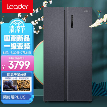 统帅（Leader）海尔出品601升一级能效风冷无霜高效净味对开门双开门家用大容量电冰箱BCD-601WGLSSD5Y9U1