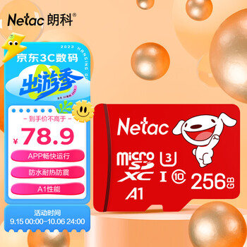 Netac 朗科 ?JOY 256GB TF(MicroSD)存储卡 U3 C10 A1 4K P500系列 读速100MB/s 支持4K 不间断录制数码类商品-全利兔-实时优惠快报