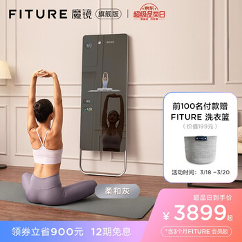 FITURE魔镜旗舰版健身魔镜智能健身镜子AI智能健镜身mirror运动镜家用小型减肥健身器瑜伽室内 柔和灰 (含3个月FITURE会员)