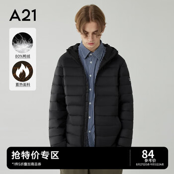 A21 男女款连帽羽绒服 R414115001 黑色 L服饰鞋包类商品-全利兔-实时优惠快报