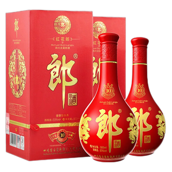 LANGJIU 郎酒 红花郎·红十第四代红10 53度酱香型白酒 500ml 2瓶装（含礼品袋）食品类商品-全利兔-实时优惠快报