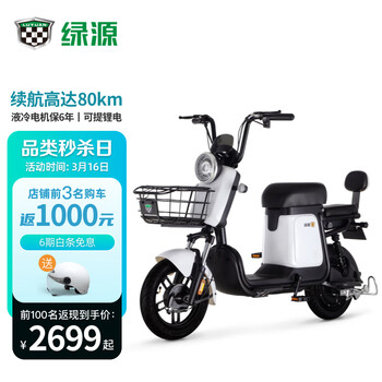 绿源超长续航48V24A锂电池电动车新国标电动自行车 ZFB 光纤白（48V24A）