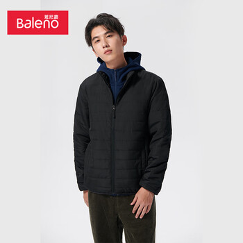 Baleno 班尼路 秋冬款棉服男商务休闲纯色修身棉衣简约加厚面包服外套 00A S服饰鞋包类商品-全利兔-实时优惠快报