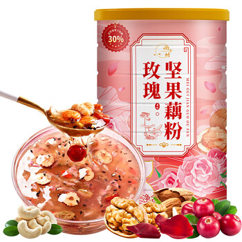 plus会员:雨子坊 玫瑰坚果藕粉 500g/罐食品类商品-全利兔-实时优惠快报