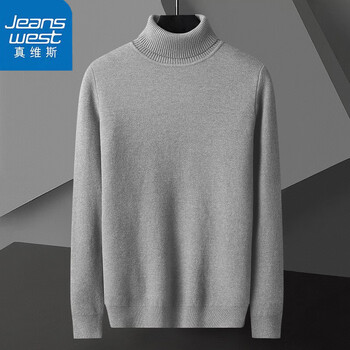 JEANSWEST 真维斯 高领毛衣男士秋冬季新款加厚保暖针织衫中青年修身纯色休闲打底衫服饰鞋包类商品-全利兔-实时优惠快报
