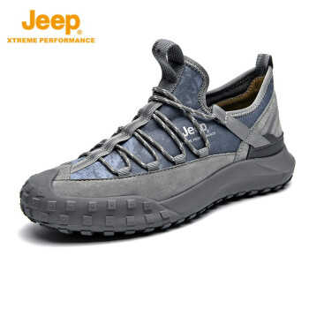 吉普（Jeep）徒步鞋男 户外休闲运动鞋透气轻便跑步鞋男士防滑耐磨作训鞋舒适越野登山鞋 1215 灰色 44