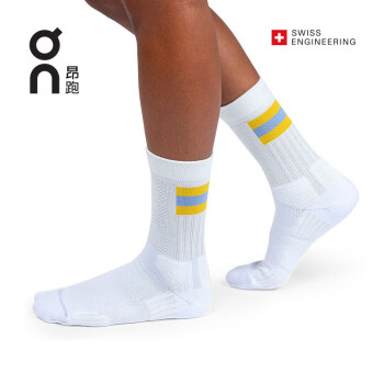 On昂跑女款舒适网球袜Tennis Sock White/Mustard 白/芥末黄 M