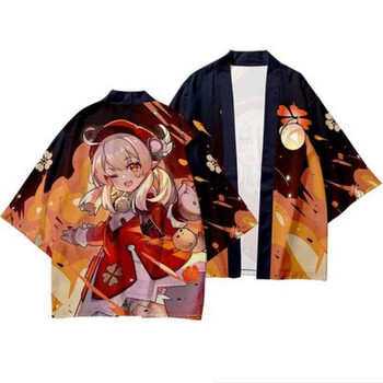 原神短袖t恤短裤二次元服睡衣大码儿童大人学生羽织男女 可莉-羽织 s