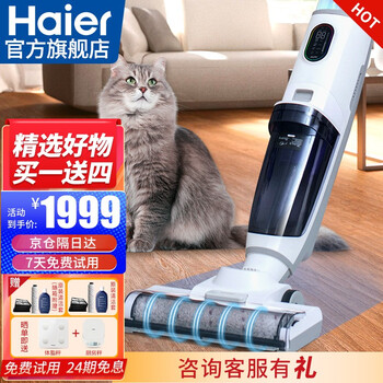 【虎年限定】海尔自营（Haier）洗地机无线智能家用扫吸拖洗地一体清洁手持吸尘器家用扫地机小海豚D3 旗舰精品 丨咨询有礼丨 纯净白色