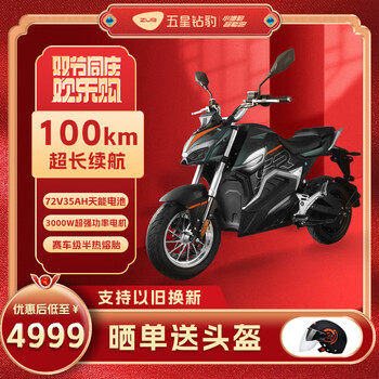 ZUB 五星钻豹 电动车高速电动摩托车 72V35AH大容量外卖车3000W大电机 X2 消光沫绿/哑黑/合金白全利兔-实时优惠快报