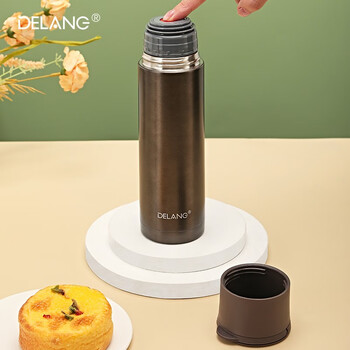 DELANG 德琅（DELANG） 德意系列保温杯8103便携真空不锈钢保温水杯男女商务办公杯500ml 哑光灰日用百货类商品-全利兔-实时优惠快报