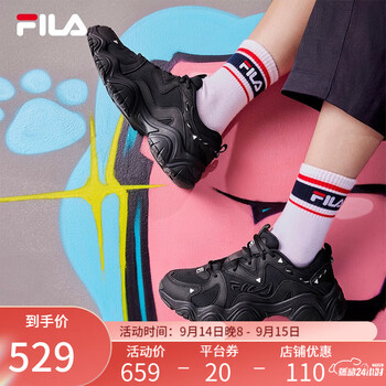 FILA 斐乐 猫爪 4 女子休闲运动鞋 F12W232127F-BK 黑色 37.5运动户外类商品-全利兔-实时优惠快报