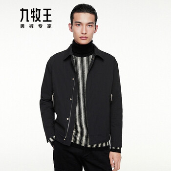 同款夹克男秋冬季中青年男士时尚潮流纯色外套hk1av40719黑色时尚版